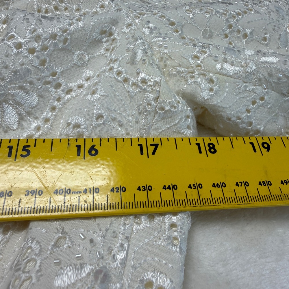 Carmen Marc Valvo Cream Eyelet Lace Beaded Sequin Evening Jacket Bolero 6 Formal - Picture 14 of 16